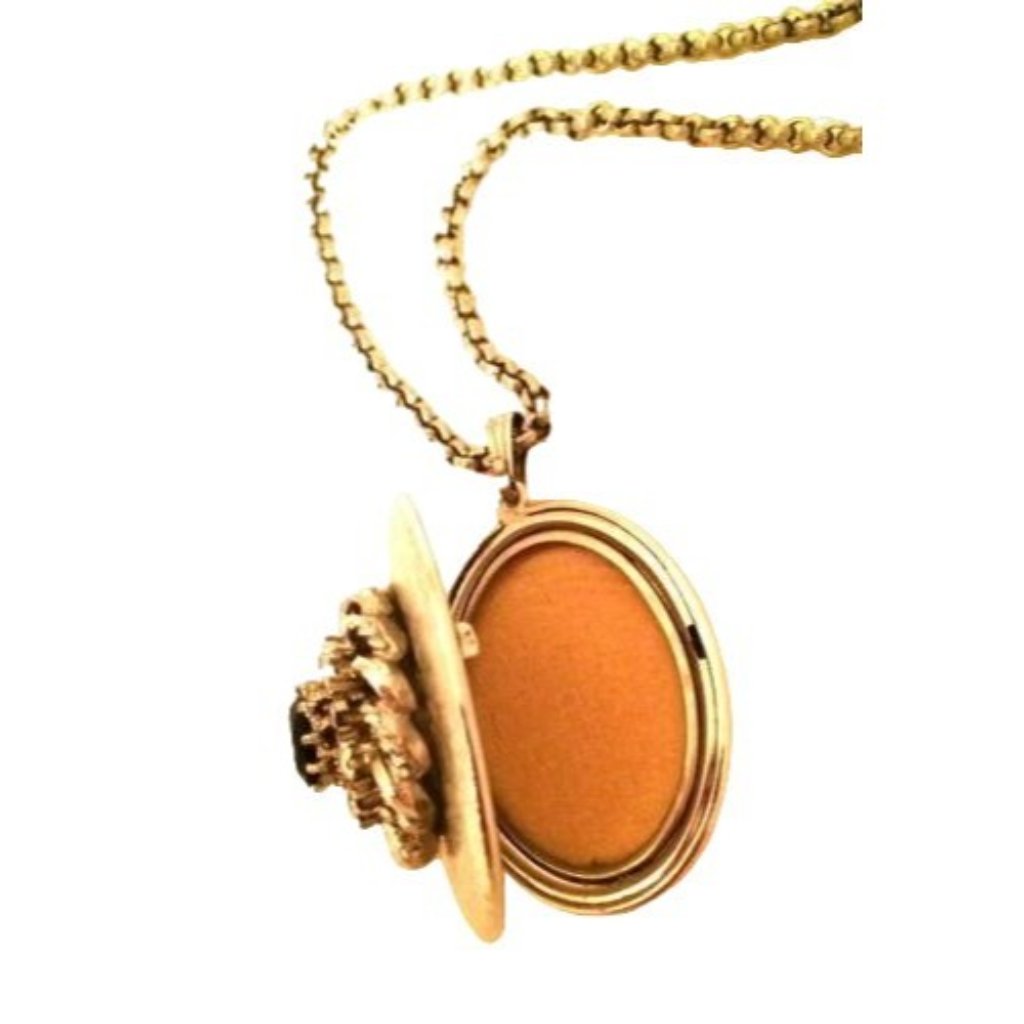 Whiting And Davis Locket Pendant Silver Chain Necklace Picture Vintage Gift